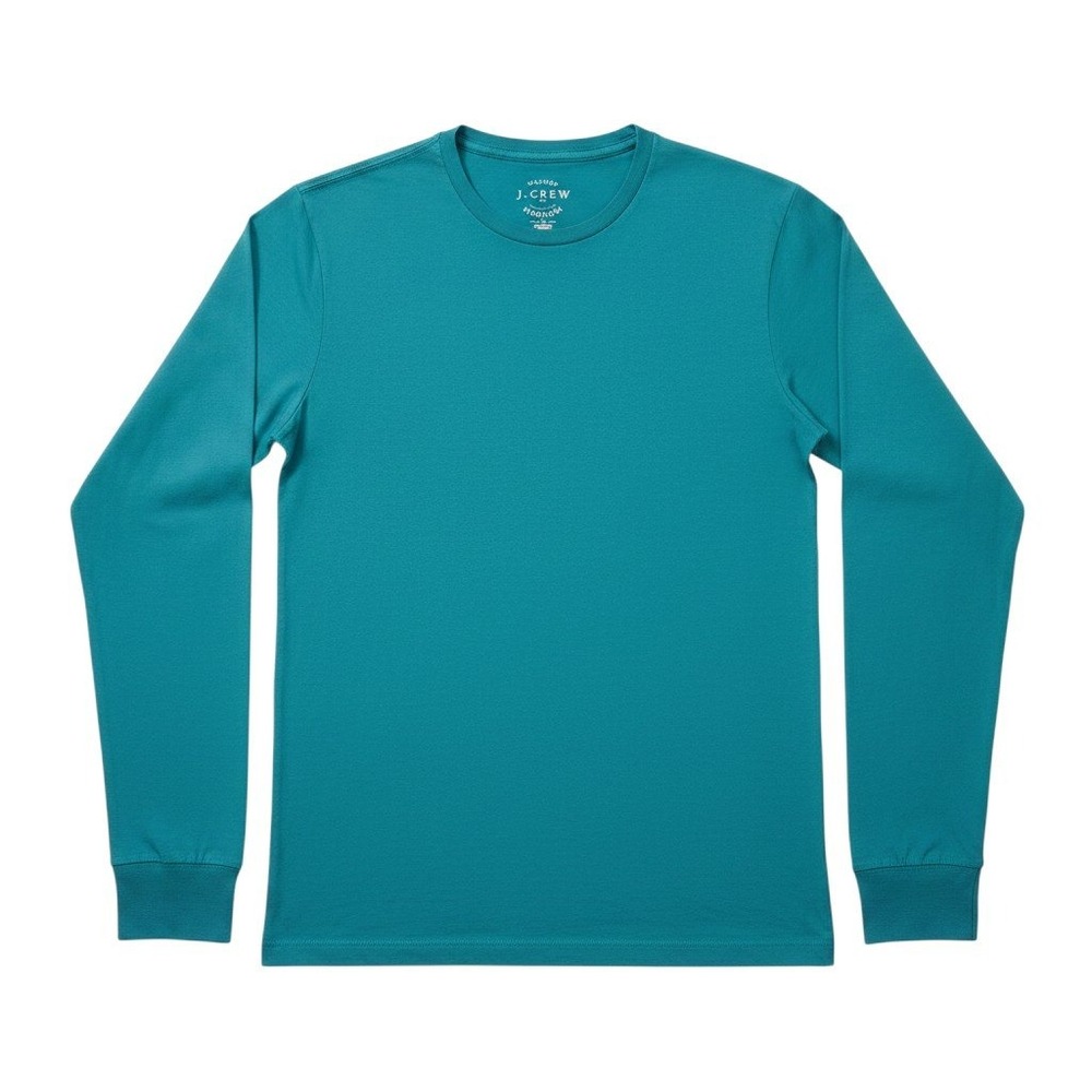 J Crew Long Sleeve T-Shirt Mens Medium Teal Washed Cotton Crew Neck Long Sleeve